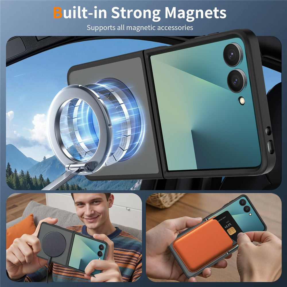 For Samsung Galaxy Z Flip8 TPU+PC Magnetic Case with 2Pcs Outer Screen Tempered Glass Film + 2Pcs Inner Screen Hydrogel Film