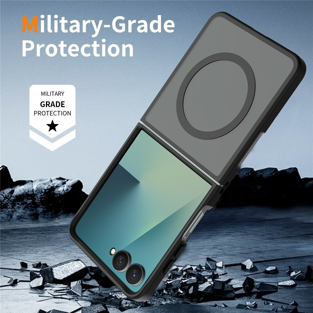 For Samsung Galaxy Z Flip8 TPU+PC Magnetic Case with 2Pcs Outer Screen Tempered Glass Film + 2Pcs Inner Screen Hydrogel Film