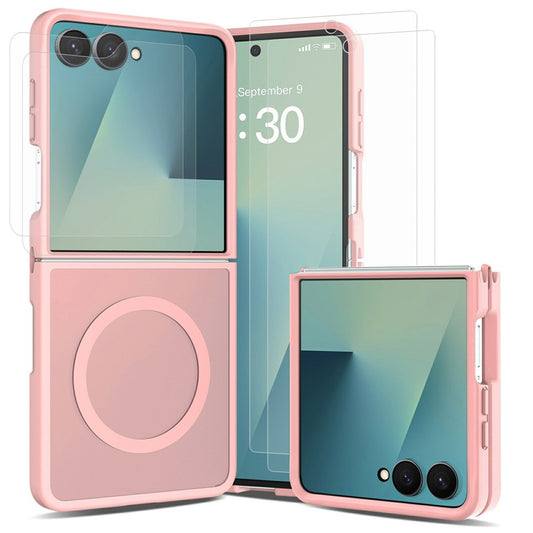For Samsung Galaxy Z Flip8 TPU+PC Magnetic Case with 2Pcs Outer Screen Tempered Glass Film + 2Pcs Inner Screen Hydrogel Film