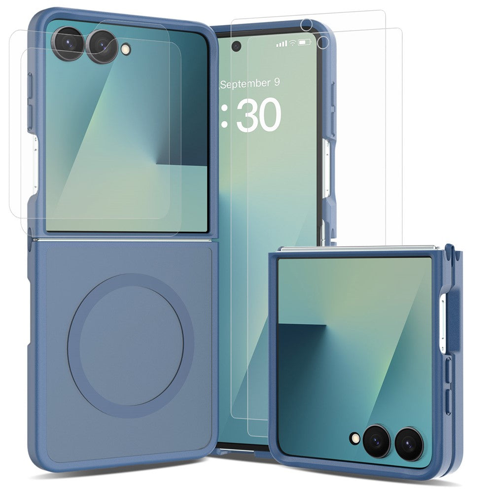 For Samsung Galaxy Z Flip8 TPU+PC Magnetic Case with 2Pcs Outer Screen Tempered Glass Film + 2Pcs Inner Screen Hydrogel Film