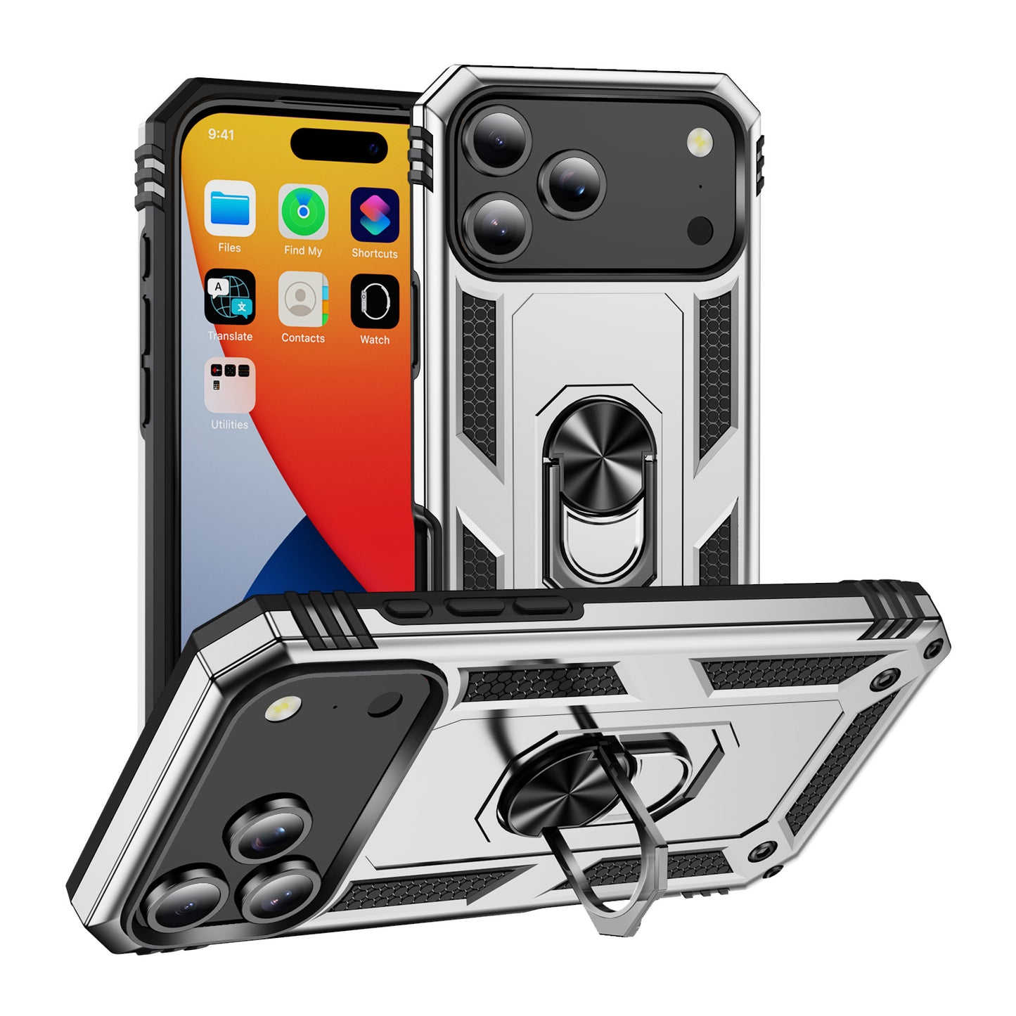 For iPhone 18 Pro Max / 17 Pro Max Case PC + TPU Phone Cover with Kickstand
