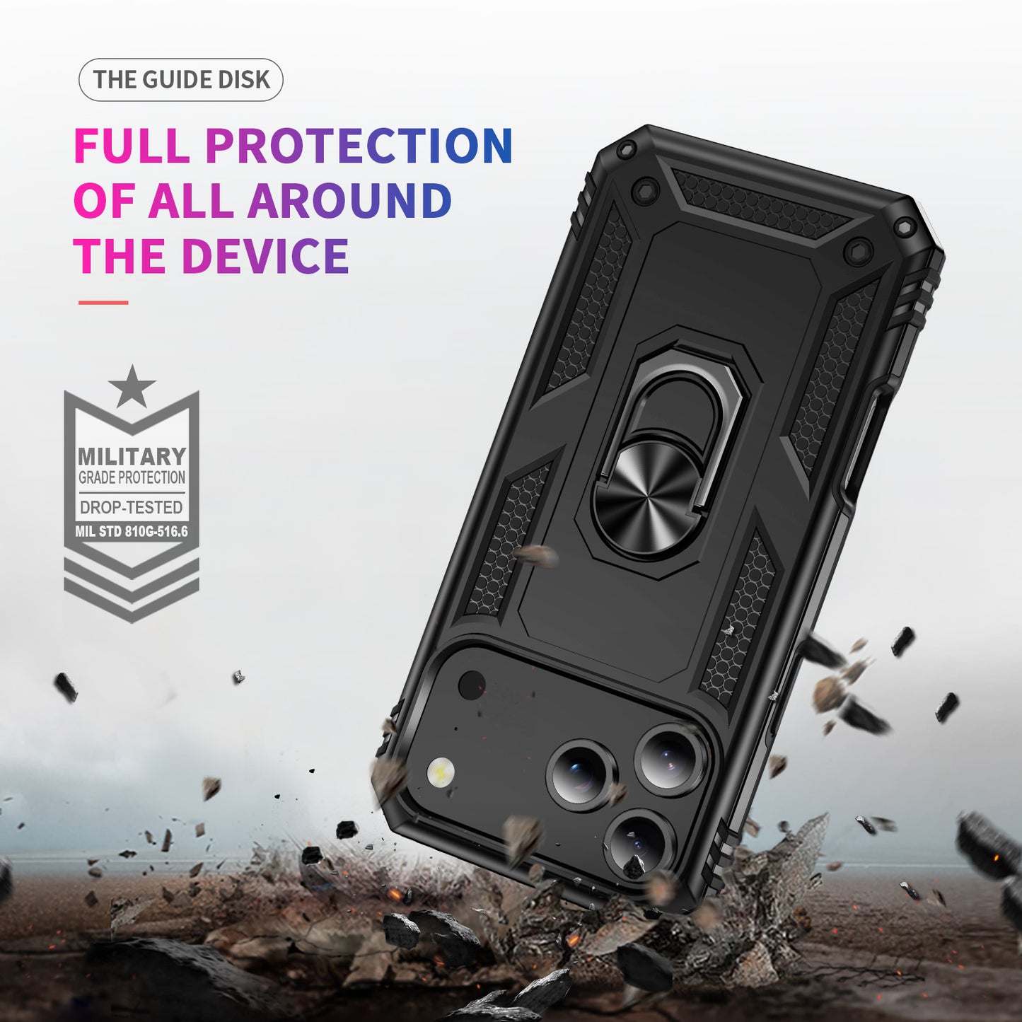 For iPhone 18 Pro / 17 Pro Case PC + TPU Phone Cover with Kickstand