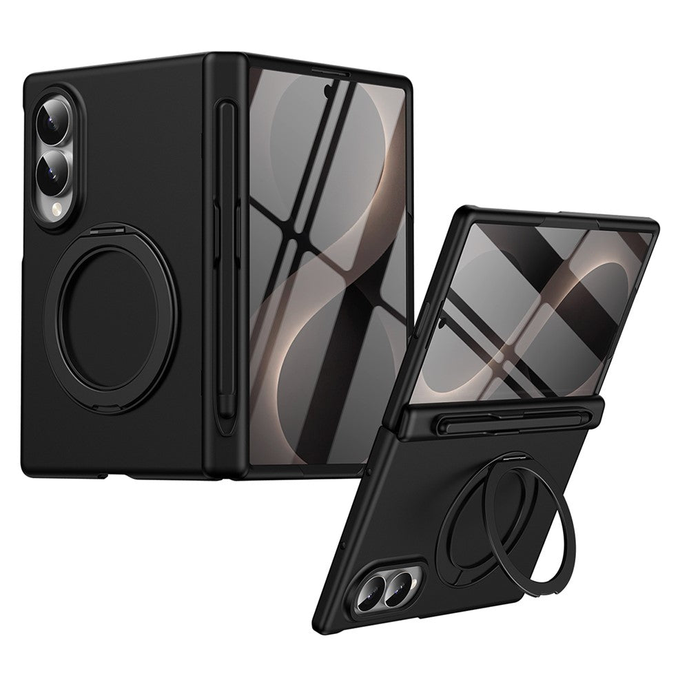 For Samsung Galaxy Z Fold8 Rotary Kickstand PC Phone Cover with Tempered Glass Film / Stylus