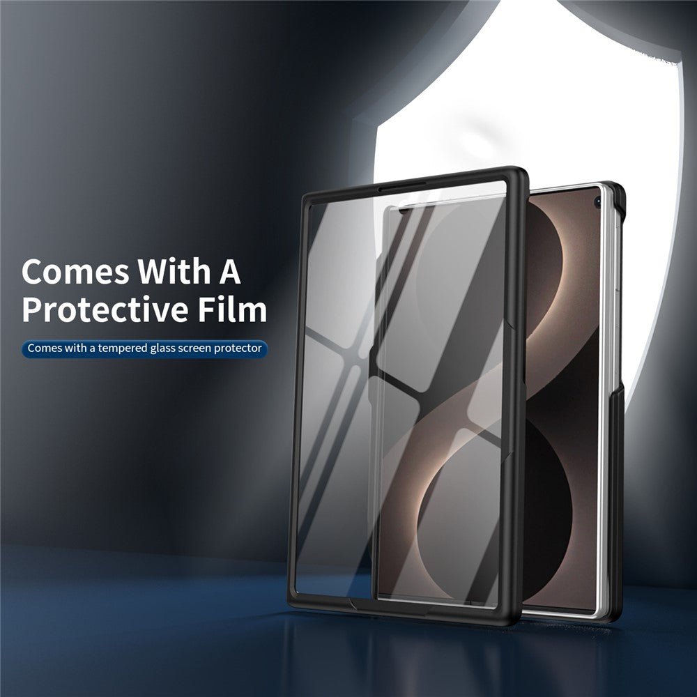 For Samsung Galaxy Z Fold8 Rotary Kickstand PC Phone Cover with Tempered Glass Film / Stylus
