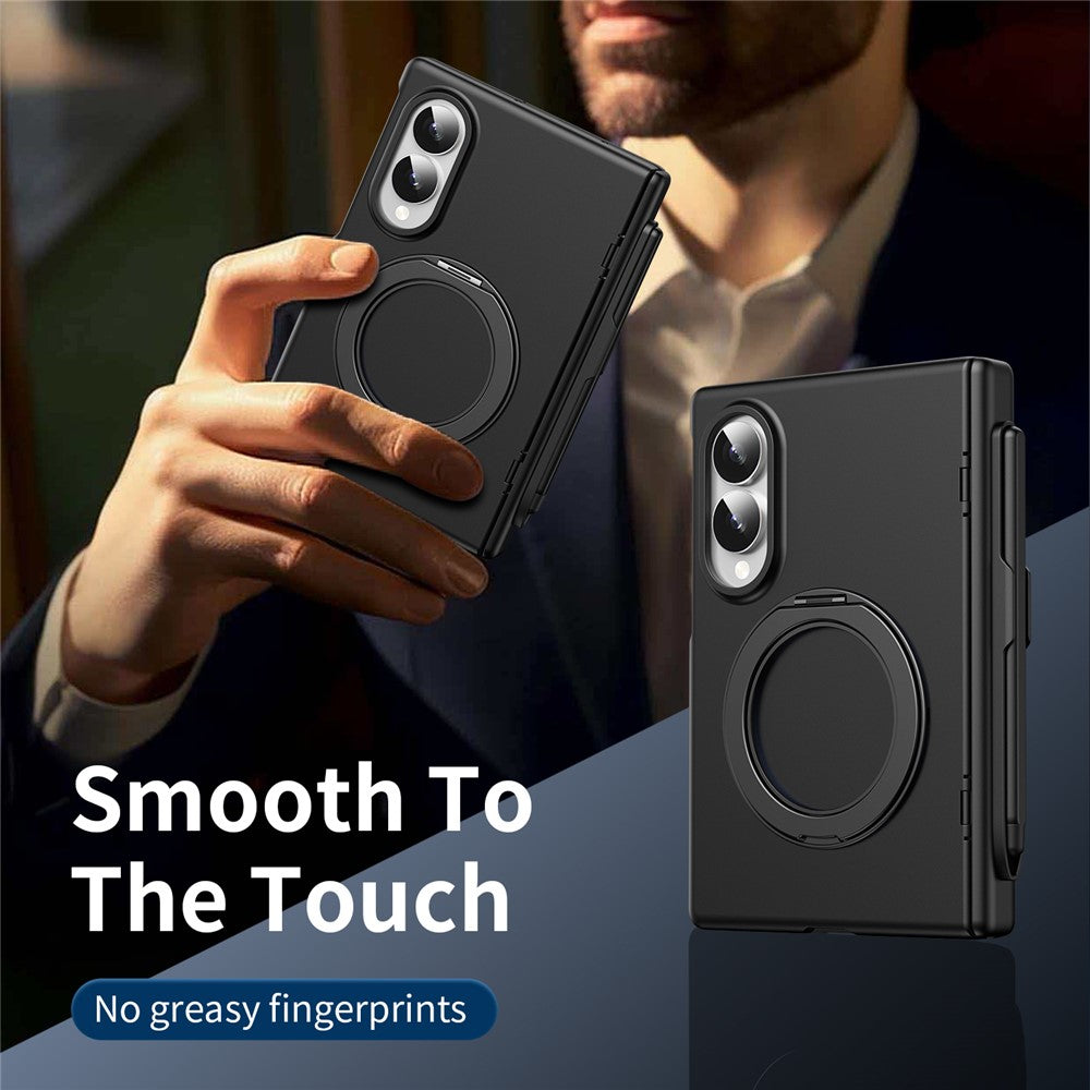 For Samsung Galaxy Z Fold8 Rotary Kickstand PC Phone Cover with Tempered Glass Film / Stylus