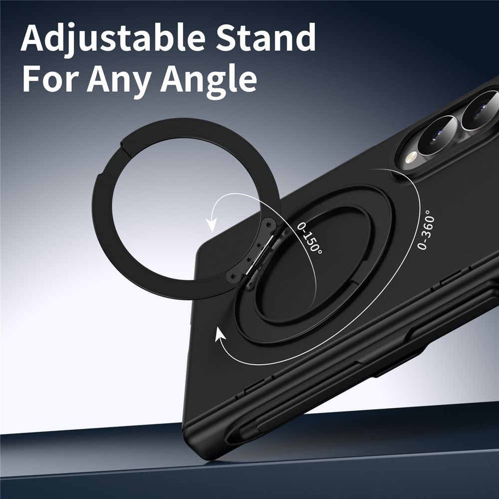 For Samsung Galaxy Z Fold8 Rotary Kickstand PC Phone Cover with Tempered Glass Film / Stylus