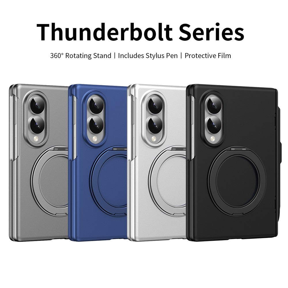 For Samsung Galaxy Z Fold8 Rotary Kickstand PC Phone Cover with Tempered Glass Film / Stylus