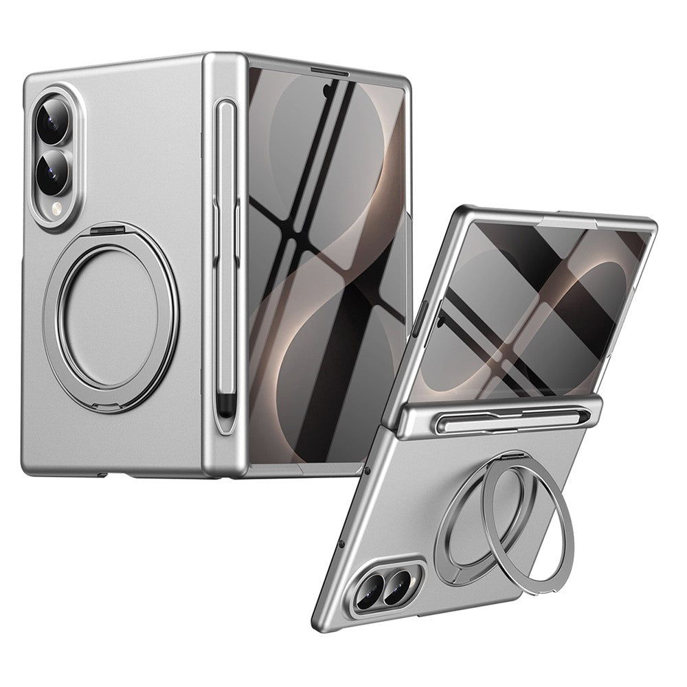 For Samsung Galaxy Z Fold8 Rotary Kickstand PC Phone Cover with Tempered Glass Film / Stylus