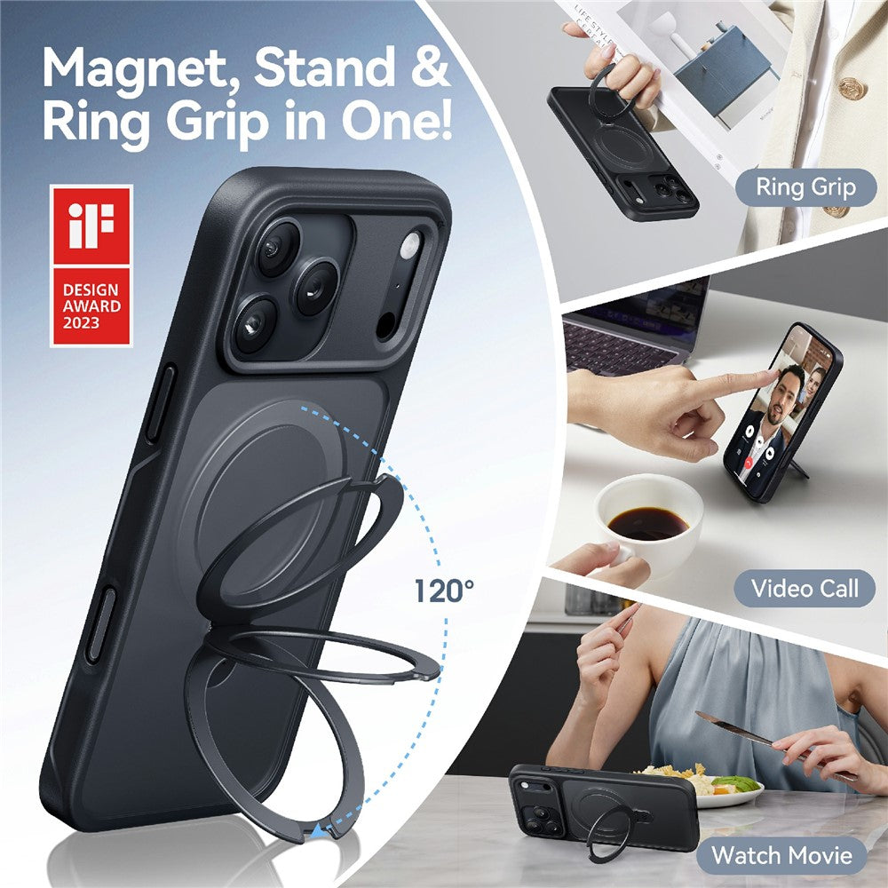 CASEKOO for iPhone 18 Pro Max / 17 Pro Max Case Magnetic Kickstand Translucent Matte PC + TPU Phone Cover Compatible with MagSafe