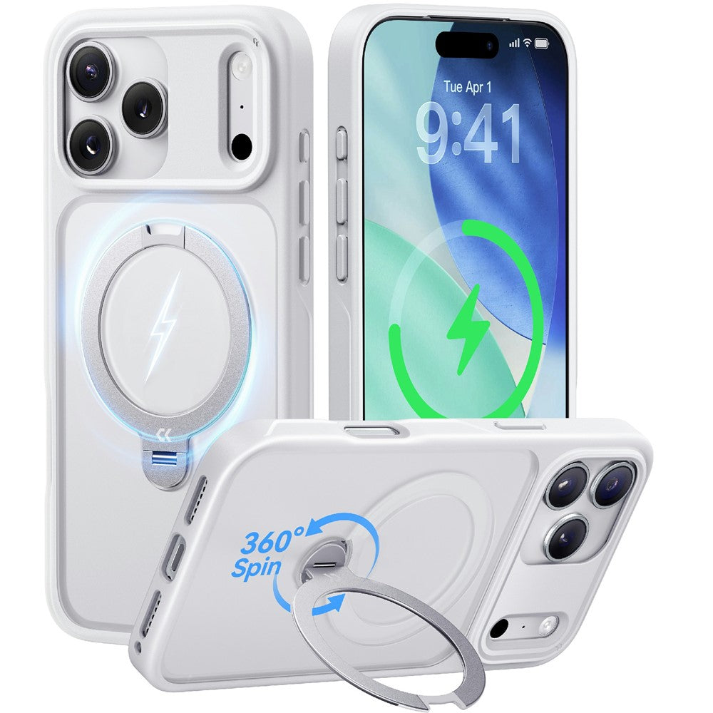 CASEKOO for iPhone 18 Pro / 17 Pro Case Magnetic Rotating Kickstand PC + TPU Matte Phone Cover