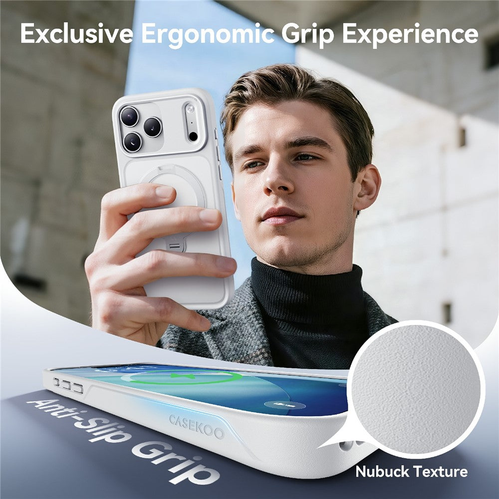 CASEKOO for iPhone 18 Pro / 17 Pro Case Magnetic Rotating Kickstand PC + TPU Matte Phone Cover