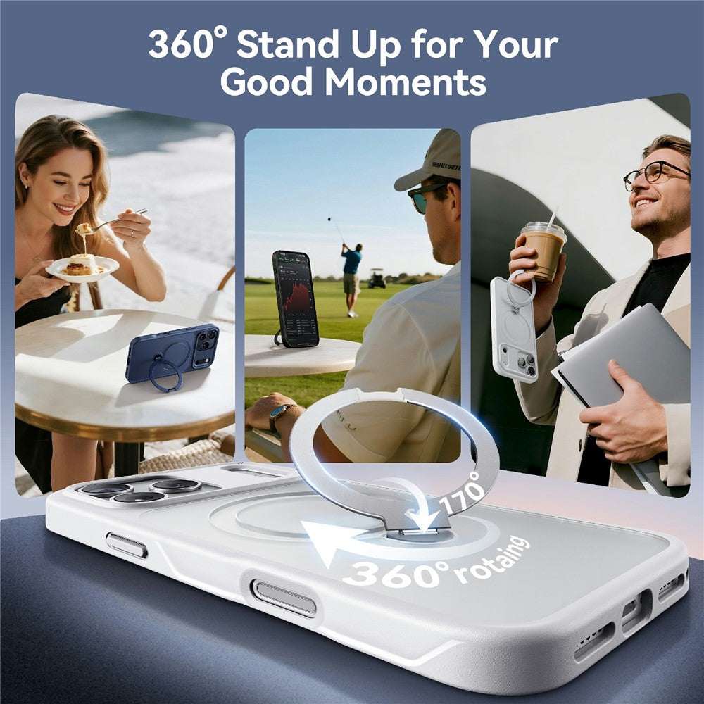 CASEKOO for iPhone 18 Pro / 17 Pro Case Magnetic Rotating Kickstand PC + TPU Matte Phone Cover