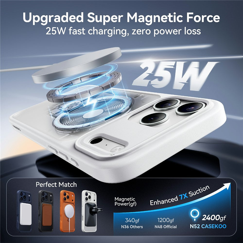 CASEKOO for iPhone 18 Pro / 17 Pro Case Magnetic Rotating Kickstand PC + TPU Matte Phone Cover