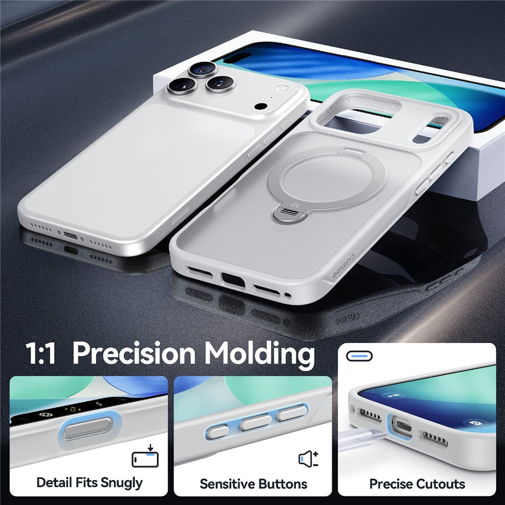 CASEKOO for iPhone 18 Pro / 17 Pro Case Magnetic Rotating Kickstand PC + TPU Matte Phone Cover