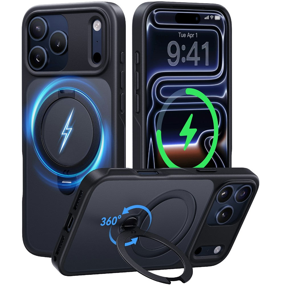 CASEKOO for iPhone 18 Pro / 17 Pro Case Magnetic Rotating Kickstand PC + TPU Matte Phone Cover