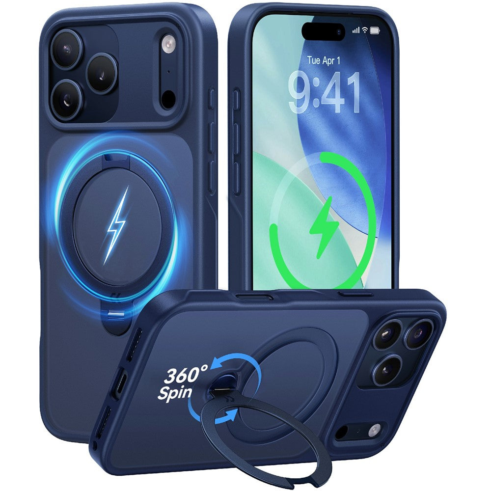 CASEKOO for iPhone 18 Pro / 17 Pro Case Magnetic Rotating Kickstand PC + TPU Matte Phone Cover