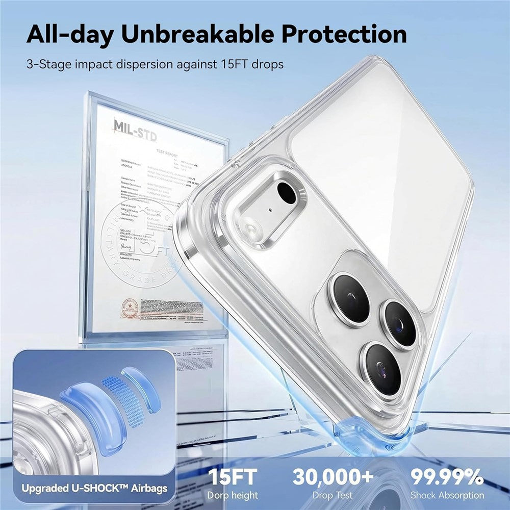 CASEKOO for iPhone 18 Pro / 17 Pro Case PC + TPU Clear Anti-Yellowing Phone Cover