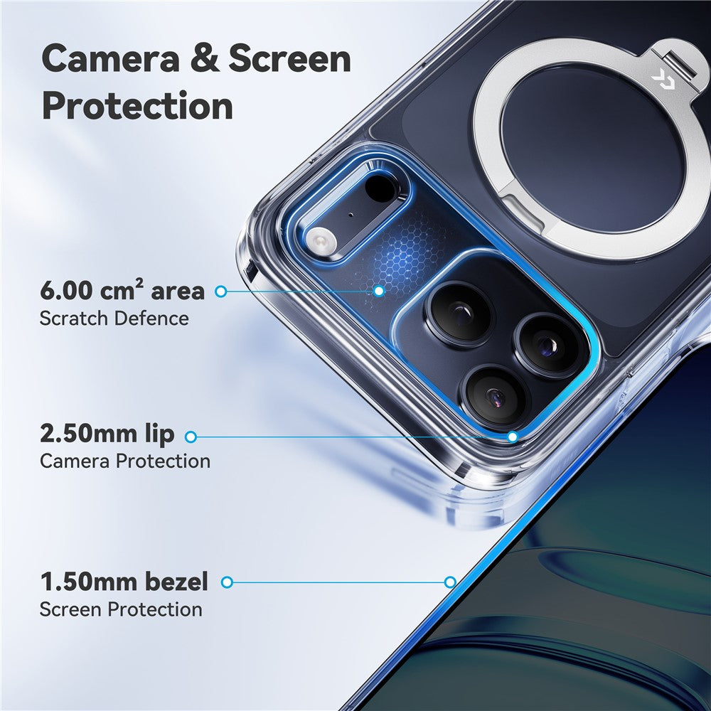 CASEKOO for iPhone 18 Pro Max / 17 Pro Max Magnetic Case Rotating Kickstand Clear PC + TPU Shockproof Back Cover