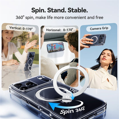 CASEKOO for iPhone 18 Pro Max / 17 Pro Max Magnetic Case Rotating Kickstand Clear PC + TPU Shockproof Back Cover