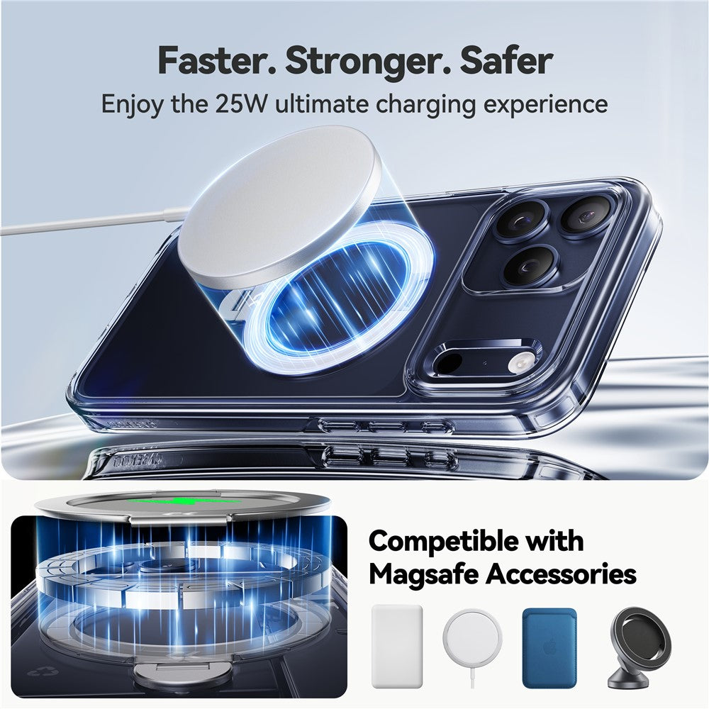 CASEKOO for iPhone 18 Pro Max / 17 Pro Max Magnetic Case Rotating Kickstand Clear PC + TPU Shockproof Back Cover