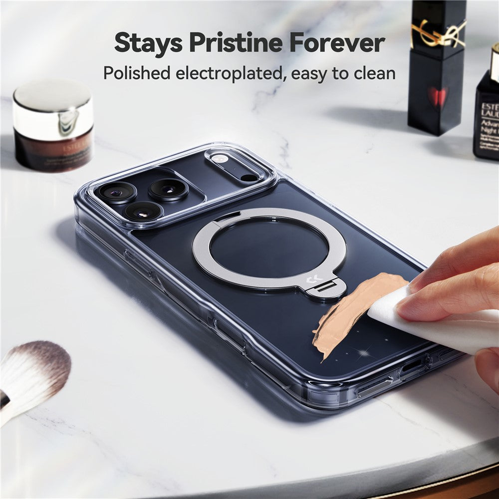 CASEKOO for iPhone 18 Pro Max / 17 Pro Max Magnetic Case Rotating Kickstand Clear PC + TPU Shockproof Back Cover