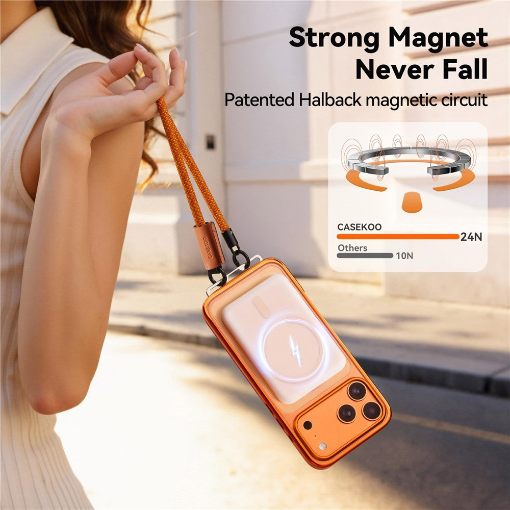 CASEKOO for iPhone 18 Pro / 17 Pro Case Compatible with MagSafe Hidden Foldable Buckle PC + TPU Phone Cover with Wrist Strap