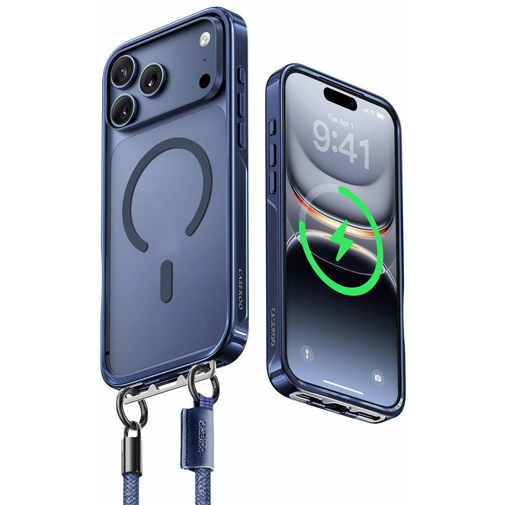 CASEKOO for iPhone 18 Pro / 17 Pro Case Compatible with MagSafe Hidden Foldable Buckle PC + TPU Phone Cover with Wrist Strap