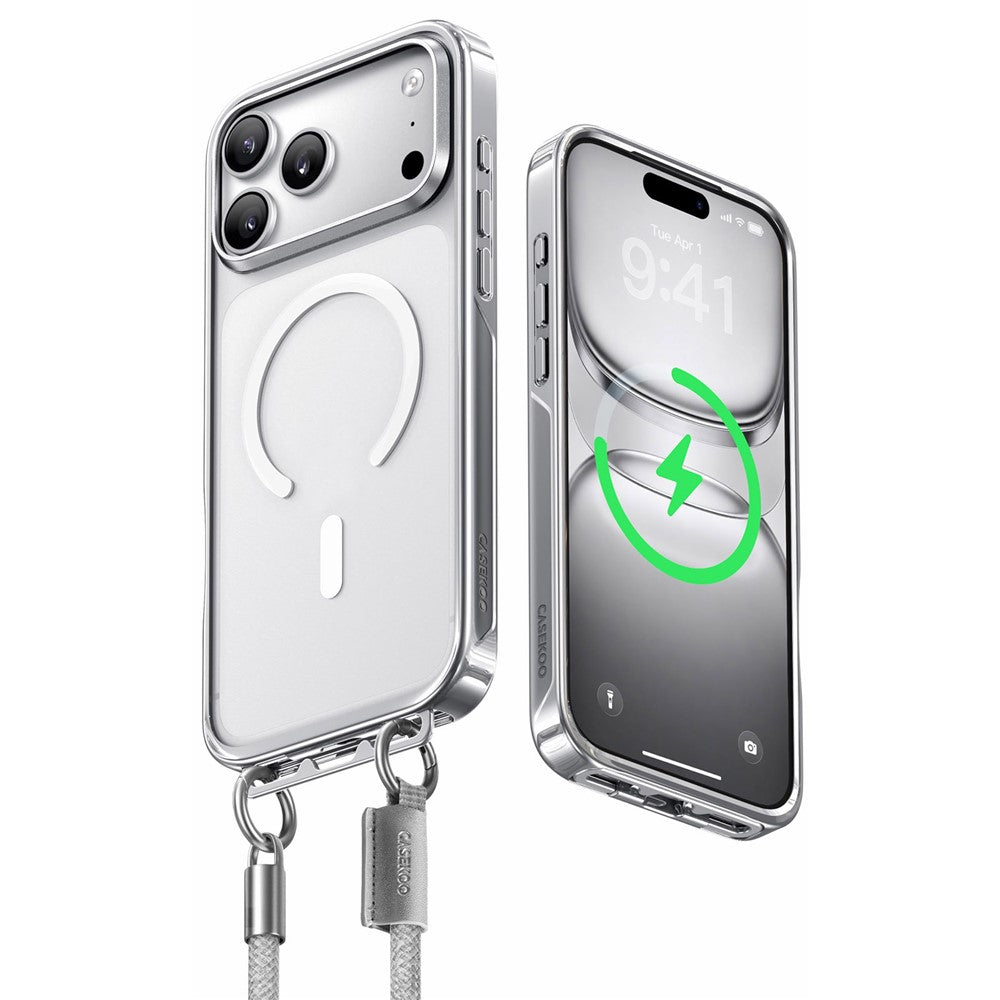 CASEKOO for iPhone 18 Pro / 17 Pro Case Compatible with MagSafe Hidden Foldable Buckle PC + TPU Phone Cover with Wrist Strap