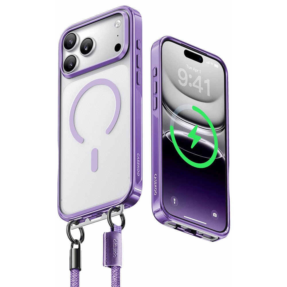 CASEKOO for iPhone 18 Pro / 17 Pro Case Compatible with MagSafe Hidden Foldable Buckle PC + TPU Phone Cover with Wrist Strap