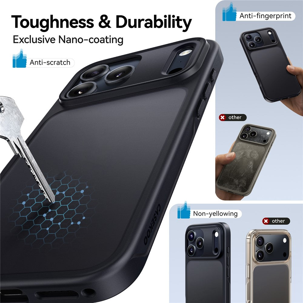 CASEKOO for iPhone 18 Pro / 17 Pro Case PC + TPU Matte Finish Anti-Fingerprint Phone Cover