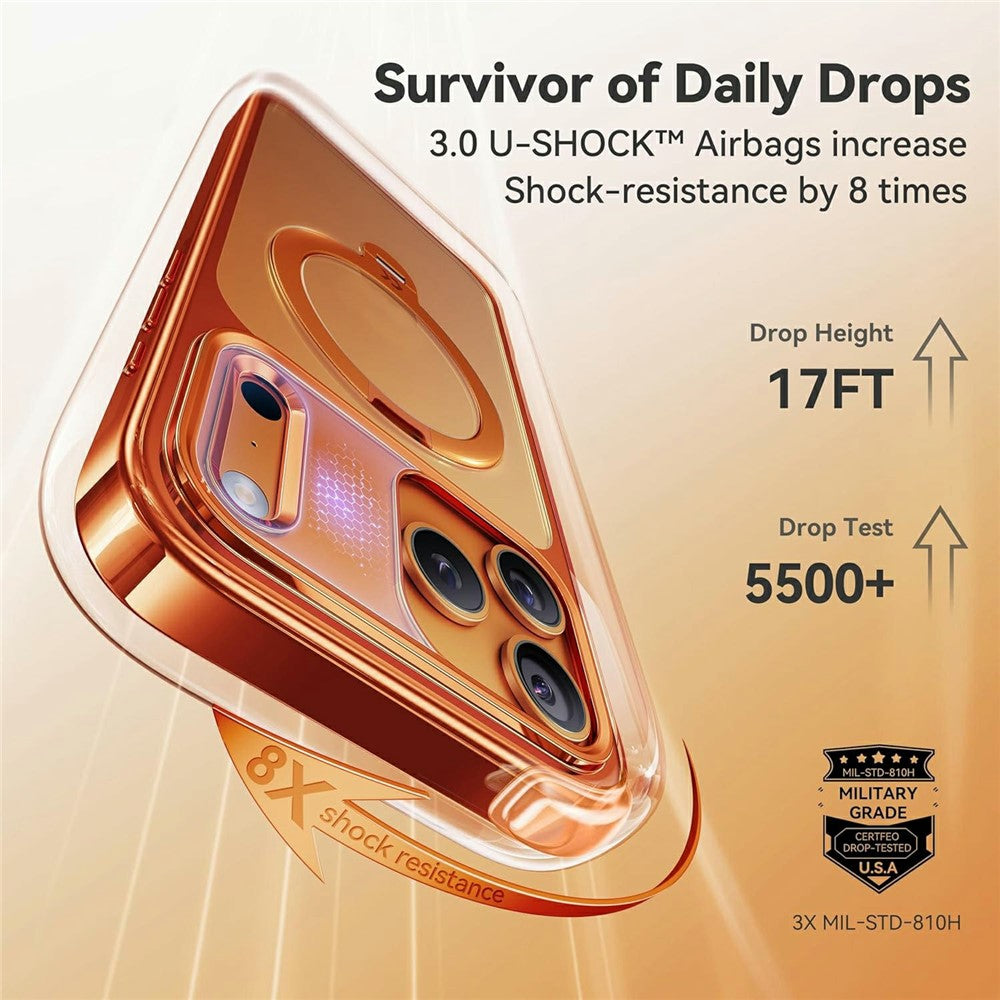 CASEKOO for iPhone 18 Pro / 17 Pro Case Rotating Magnetic Kickstand TPE + TPU Shockproof Phone Cover