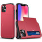 Slide Card Holder Protective Phone Case for iPhone 15 , TPU + PC Drop-proof Cell Phone Cover