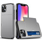 Slide Card Holder Protective Phone Case for iPhone 15 , TPU + PC Drop-proof Cell Phone Cover