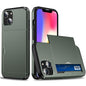 Slide Card Holder Protective Phone Case for iPhone 15 , TPU + PC Drop-proof Cell Phone Cover