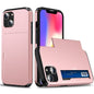 Slide Card Holder Protective Phone Case for iPhone 15 , TPU + PC Drop-proof Cell Phone Cover