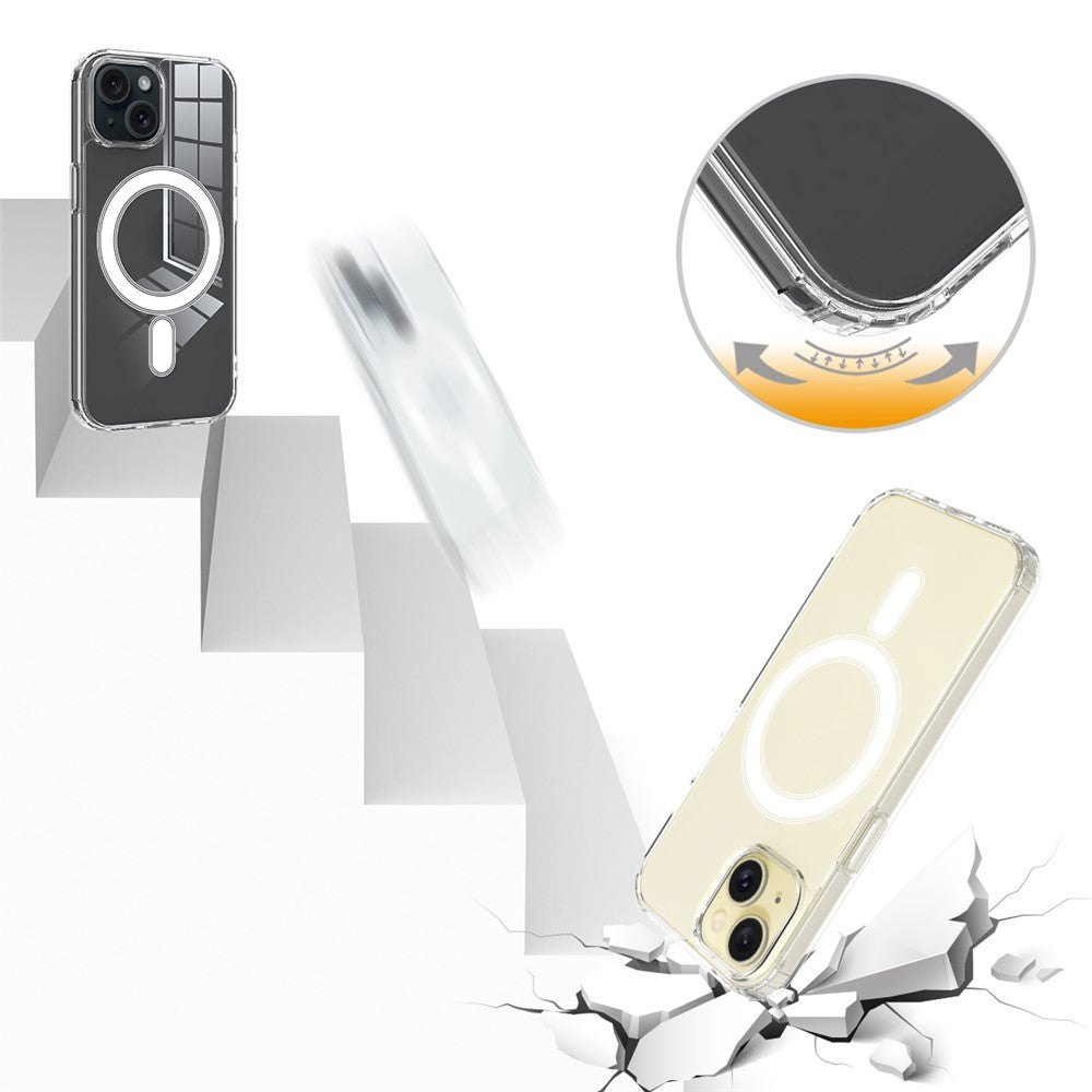 Clear Phone Case for iPhone 15 , Magnetic Ring Acrylic+TPU Phone Shell Cover Compatible with MagSafe