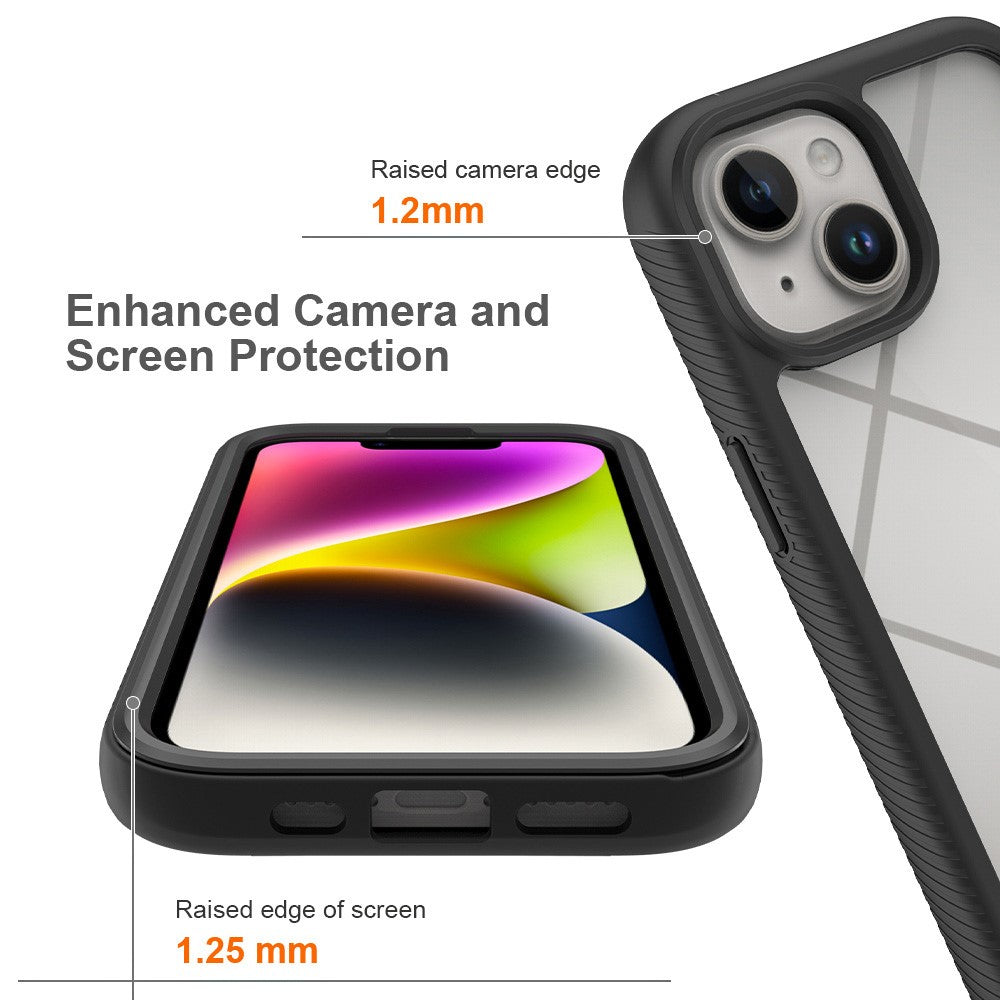 For iPhone 15 Full Protection Phone Case 3-in-1 Anti-Drop TPU+PC Cover with PET Screen Protector