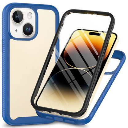For iPhone 15 Full Protection Phone Case 3-in-1 Anti-Drop TPU+PC Cover with PET Screen Protector