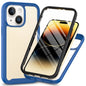 For iPhone 15 Full Protection Phone Case 3-in-1 Anti-Drop TPU+PC Cover with PET Screen Protector