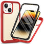 For iPhone 15 Full Protection Phone Case 3-in-1 Anti-Drop TPU+PC Cover with PET Screen Protector
