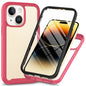 For iPhone 15 Full Protection Phone Case 3-in-1 Anti-Drop TPU+PC Cover with PET Screen Protector