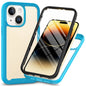 For iPhone 15 Full Protection Phone Case 3-in-1 Anti-Drop TPU+PC Cover with PET Screen Protector