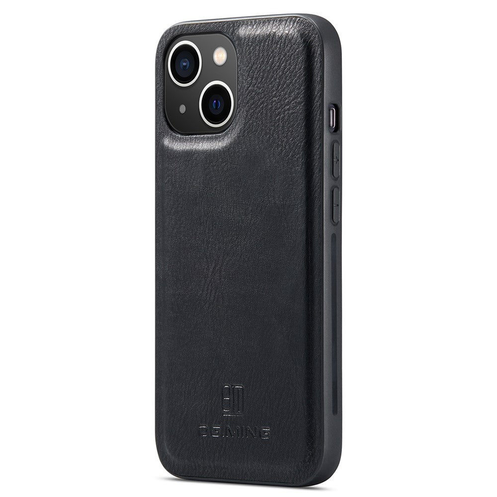 DG.MING For iPhone 15 Anti-Scratch Split Leather Wallet Stand Cover Detachable Magnetic Phone Case Shell