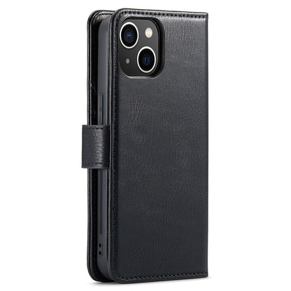 DG.MING For iPhone 15 Anti-Scratch Split Leather Wallet Stand Cover Detachable Magnetic Phone Case Shell