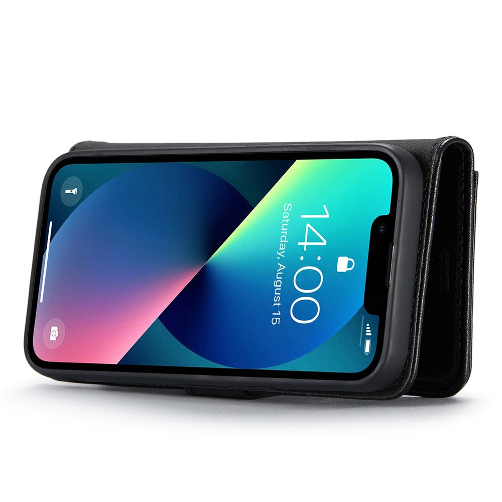 DG.MING For iPhone 15 Anti-Scratch Split Leather Wallet Stand Cover Detachable Magnetic Phone Case Shell