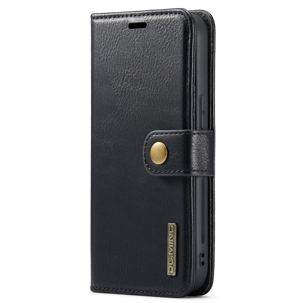 DG.MING For iPhone 15 Anti-Scratch Split Leather Wallet Stand Cover Detachable Magnetic Phone Case Shell