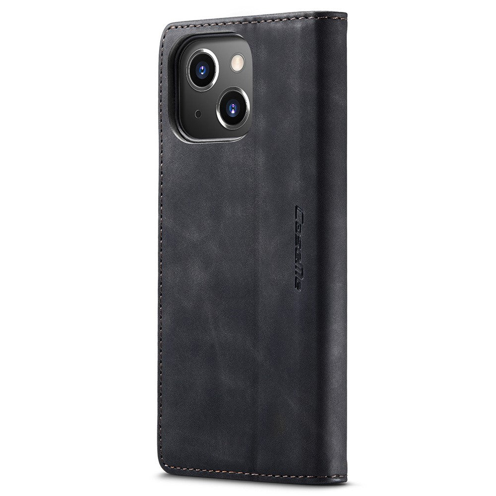 CASEME 013 Series For iPhone 15 Leather Wallet Phone Case Flip Stand Drop-proof Cover