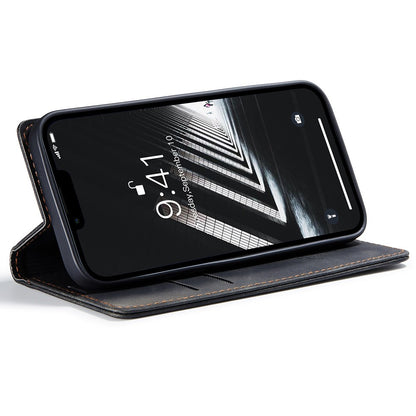 CASEME 013 Series For iPhone 15 Leather Wallet Phone Case Flip Stand Drop-proof Cover