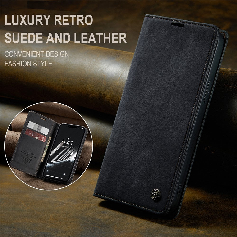 CASEME 013 Series For iPhone 15 Leather Wallet Phone Case Flip Stand Drop-proof Cover