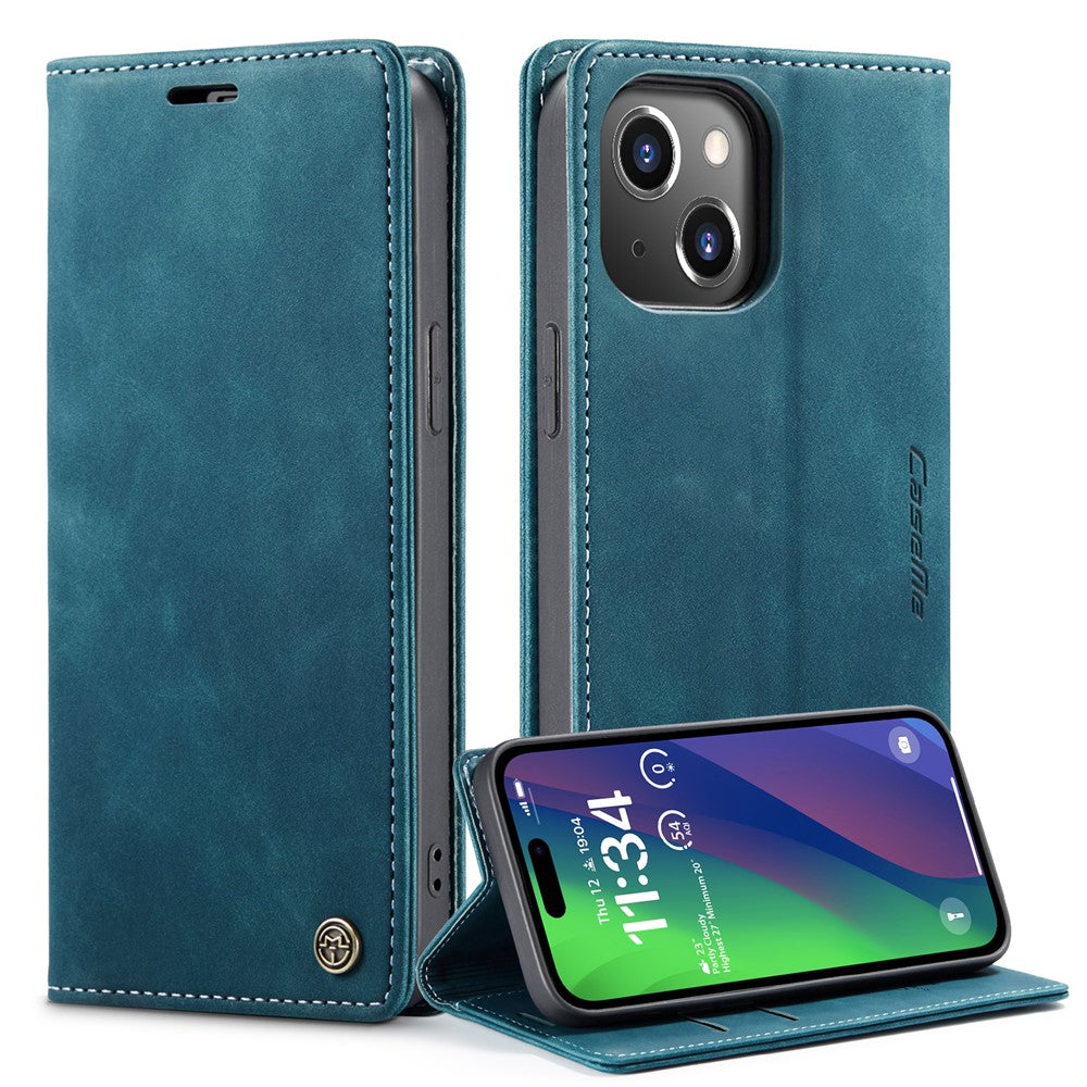 CASEME 013 Series For iPhone 15 Leather Wallet Phone Case Flip Stand Drop-proof Cover